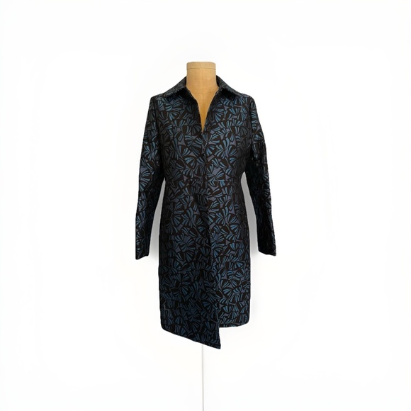 Anne Klein Womens Jacquard Coat - Size 8 Blue Purple - Picture 2 of 7